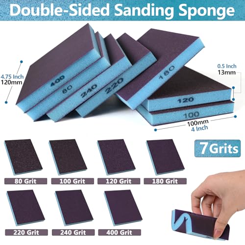 18 Pack Wet Dry Sanding Sponge Set, 240 Grit Foam Blocks Sandpaper - style: 240 Grit