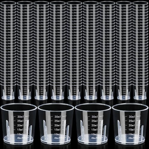 Konohan 300 Pack 1oz/ 30 ml Plastic Measuring Cups Clear Disposable - size: 1oz/ 30 ml