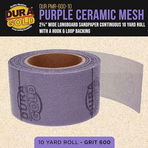 Dura-Gold Premium 600 Grit Purple Ceramic Mesh Longboard Sandpaper, 2-3/4" - style: 600 Grit