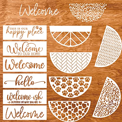 Welcome Stencils for Painting on Wood Welcome Sign Stencil 12" - style: Daily 12p