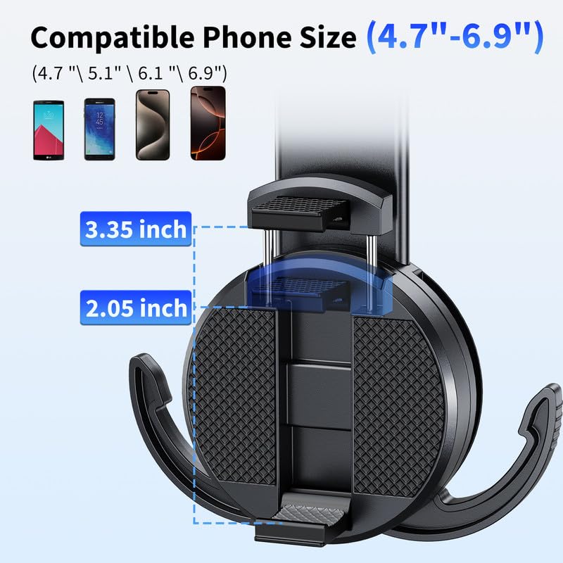 2-in 1 for Tesla Back Seat Organizer Headrest, Hook & Clamp Phone Holder
