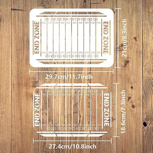 FINGERINSPIRE Football Field Stencil 8.3x11.7inch 14 Mil Template for Painting Lines, Numbers, Patterns - Reusable DIY Craft Decor Yardlines Plastic Stencil