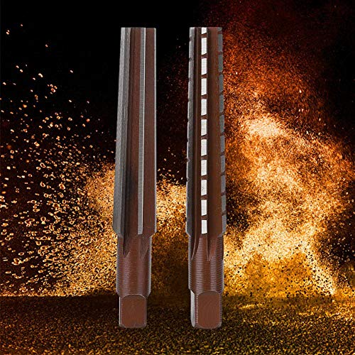 2Pcs High Carbon Steel Straight Shank Morse Taper Reamer Rough + Fine Hand Reamer Set Replacement (MT1)