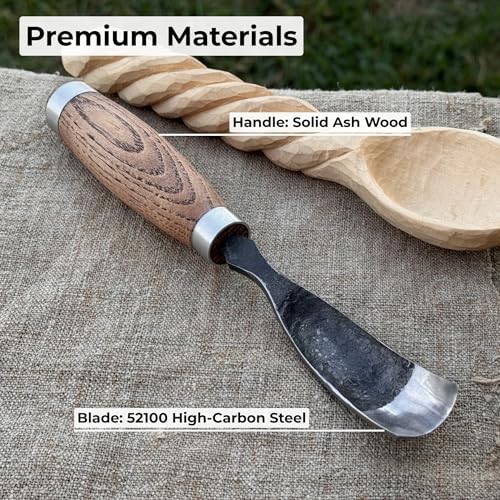 Sharky Hand-Forged Long Bent Curved Gouge for Spoon Carving - size: 0.8 inches (20 mm)
