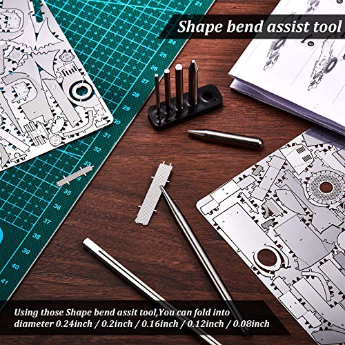 Hotop 7 Pcs Metal Model Bending Tool Kit Tab Edge Cone Shape for 3D Puzzles
