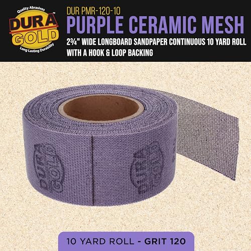 Dura-Gold Premium 120 Grit Purple Ceramic Mesh Longboard Sandpaper, 2-3/4" - style: 120 Grit