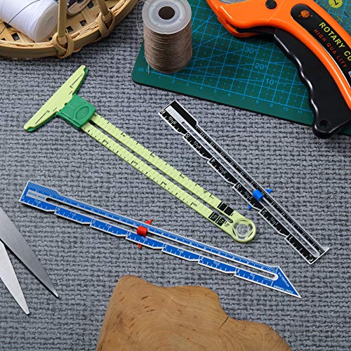 Frienda 3 Pcs Sewing Gauge with Sliding Marker, 5-in-1 Seam Ruler