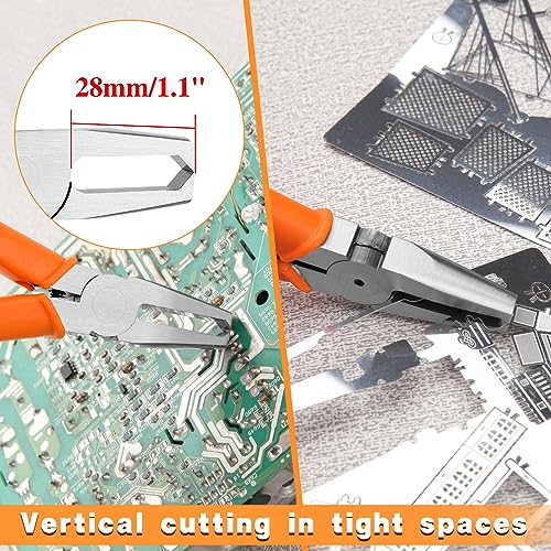 Engineer Tip Cutter with 90 Degree Ultra-Sharp Blade, Transverse End Cutter with 6mm Flush Jaw Long Nose End Cutting Plier Nipper End Cutter for Precision Plastic Model, SMT/SMD Chips - style: 0.24"