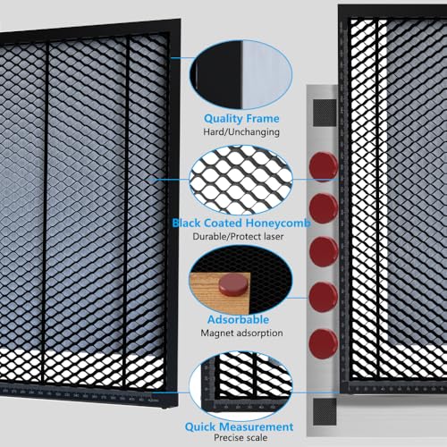 Skouphy Honeycomb Laser Bed for Falcon A1 Laser Engraver with Aluminum Panel,Suction Magnets, Honeycomb Platform for Laser Engraving and Cutter Machine (18.1 * 13.6 in)