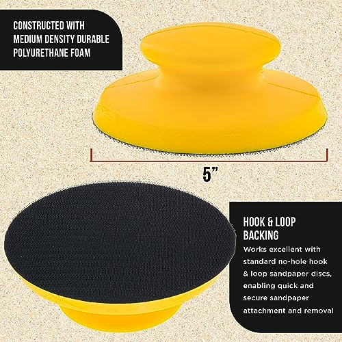 Dura-Gold Pro Series 5" Round & Mouse-Shaped Hand Sanding Block Pads for