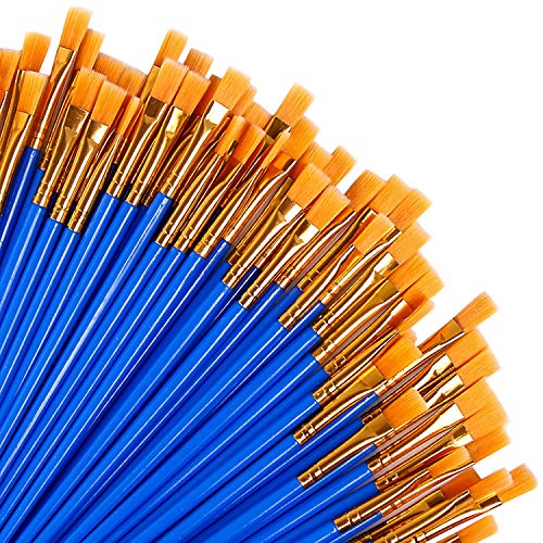 UPINS 60 Pcs Flat Paint Brushes, Small Brush Bulk for Detail Painting