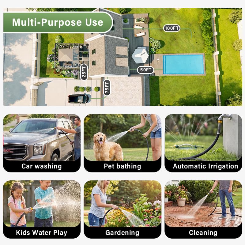 Garden Hose 5/8" 50ft 1000PSI Burst Heavy Duty Rubber Water Hose - size: 50ft