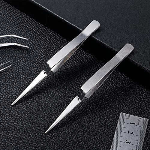 Minatee 3 Pieces Reverse Tweezers Self Locking Stainless Steel for Crafts