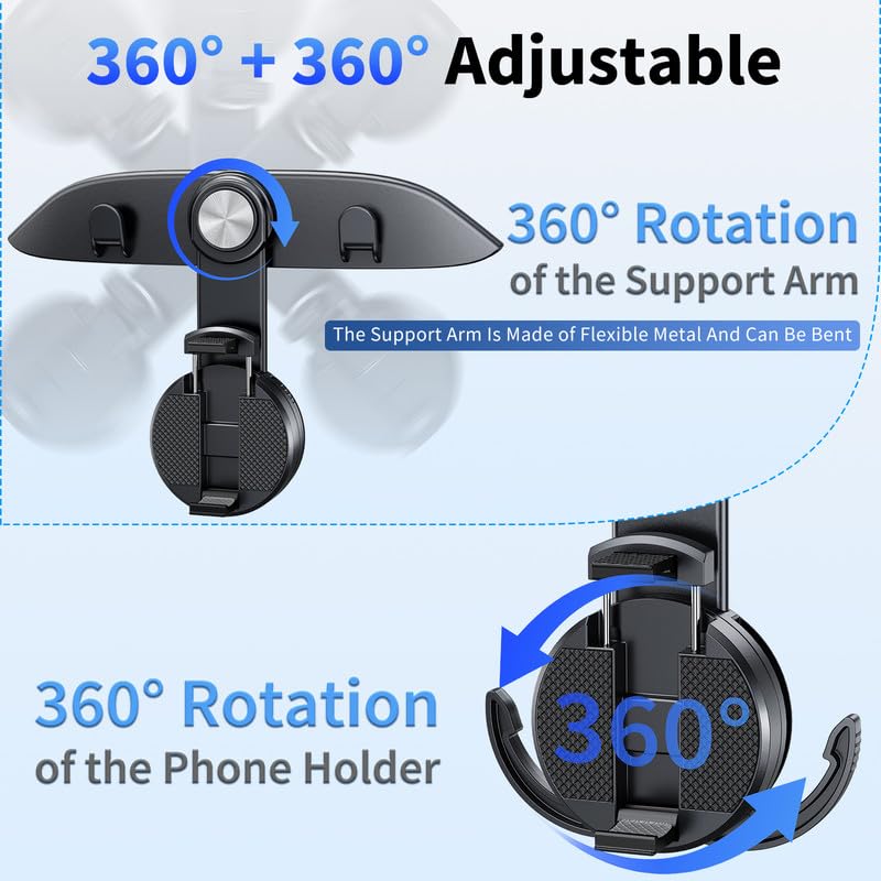 2-in 1 for Tesla Back Seat Organizer Headrest, Hook & Clamp Phone Holder