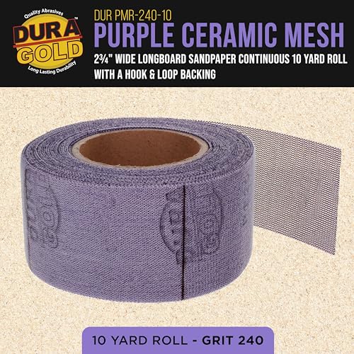 Dura-Gold Premium 240 Grit Purple Ceramic Mesh Longboard Sandpaper, 2-3/4" - style: 240 Grit