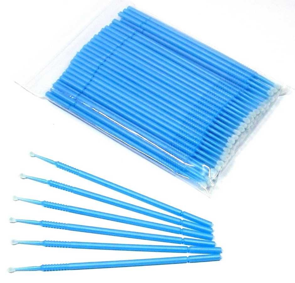 100 2mm Medium Touch Up Micro Brush Applicator for Detail Painting, Cleaning, Gluing - Auto, Marine, Crafts, Model Making, Cosmetics - Blue