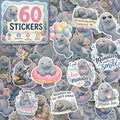 Vybonz Manatee Stickers Cute Sea Cow Marine Animal Decal Pack - color: Manatee