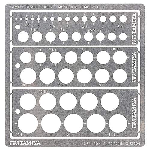 Tamiya 74150 Circle Stencil PE (3) 1-12.5 mm, Craft Tools, Model Making Accessories, 300074150