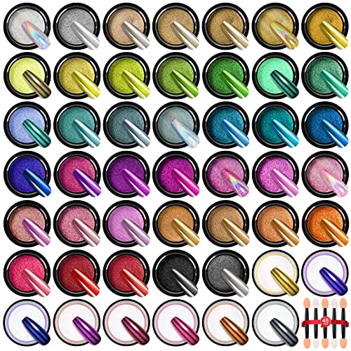 SAVILAND Mirror Chrome Nail Powder Set, 48 Colors - color: 08-48PCS Chrome Nail Powder Set