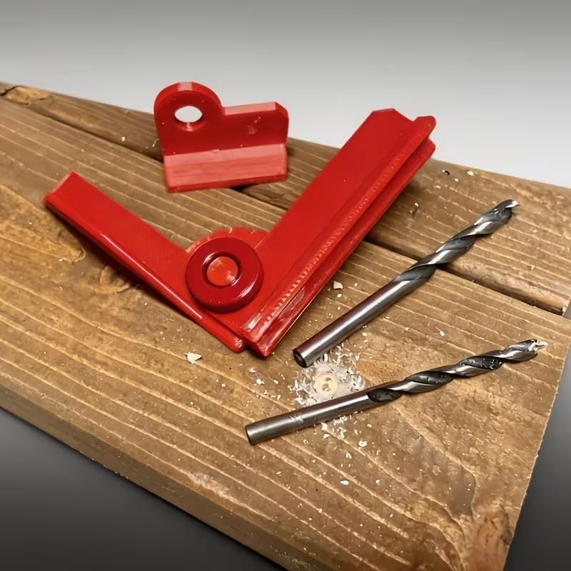 Precision Drill Guide Block for Straight Holes, DIY Jig with Angle Adjustment, Compact for Woodworking Metalworking,Red