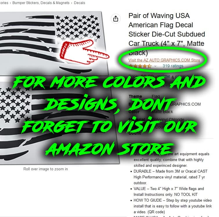 Pair Distressed USA American Flag Decal Die-Cut Grunge Subdued Tattered Military (Matte Black) - color: Matte Black