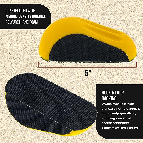 Dura-Gold Pro Series 5" Round & Mouse-Shaped Hand Sanding Block Pads for