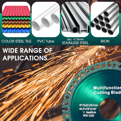 ‎5 Pack 4.5 Inch Indestructible Disc for Grinder, Indestructible Disc 2.0 for Angle Grinder 7/8''-Cut Everything in Seconds, Cutting Discs for Smooth Cutting, Chamfering, Grinding Materials
