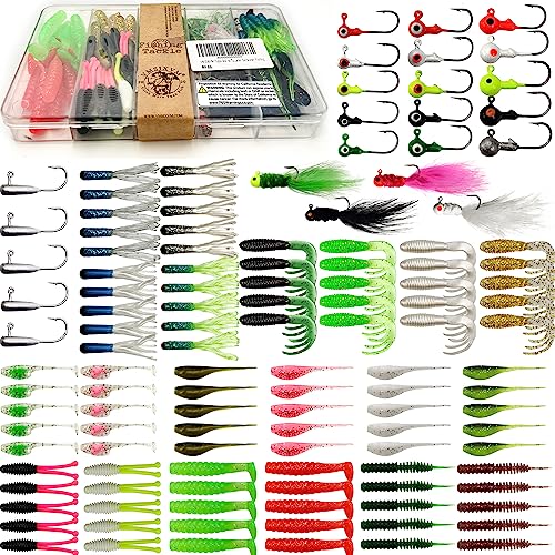 Crappie Tube Lures Jig Heads Soft Plastic Baits Worms Kit - size: 124 Pcs - Crappie Lures Tube Lures