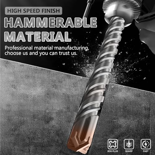 2PCS SDS Plus Rotary Hammer Drill Bits, 3/4"×12" （19mm×310mm） - 4 Carbide Cutting Edges & Coated Head, Ideal for Masonry| Heavy-Duty Masonry |Hammer Drill Bits for Precision Drilling - size: 2PCS-3/4"×12" （19mm×310mm）