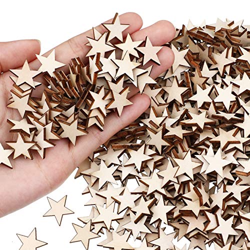 Gejoy 500 Pcs Unfinished Wooden Stars Pieces Wooden Cutouts, 3/4 Inch - size: 3/4inch