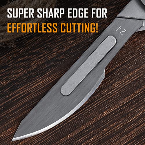 KeyUnity KA14 10pcs #24 Knife Blades Replacement Utility Knife Blade for Arts & Crafts, Plant Cutting, Clay Modeling, Podiatry, Dermaplaning & More - color: #24