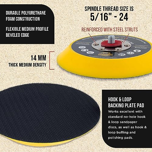 Dura-Gold Pro Series 5" Hook & Loop DA Backing Plate Pad - 14mm Thick - style: Hook & Loop (Low Profile)