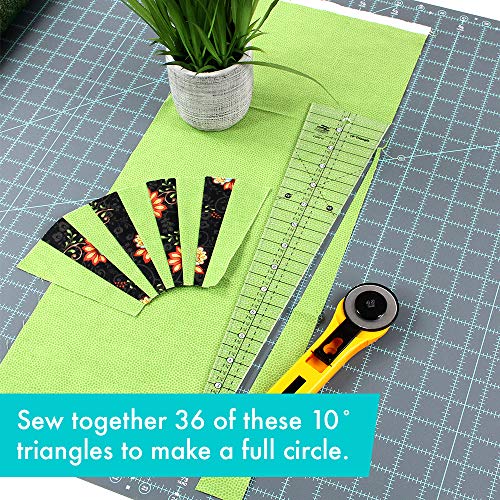 Creative Grids 10 Degree Triangle Ruler – CGRT10 – Made in USA, 3-1/4in x 16in, Non-Slip Grip Acrylic Quilting, Sewing, Crafting, Patchwork Ruler & Template