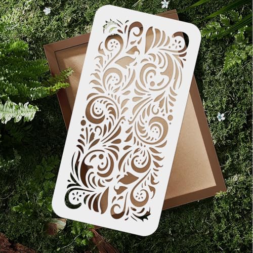 Baroque Pattern Wall Painting Stencil 11.8 x 5.9 Inch Reusable Stencil for Painting on Wood Wall Floor Fabric Furniture, DIY Home Decor Craft Stencil - style: Baroque B