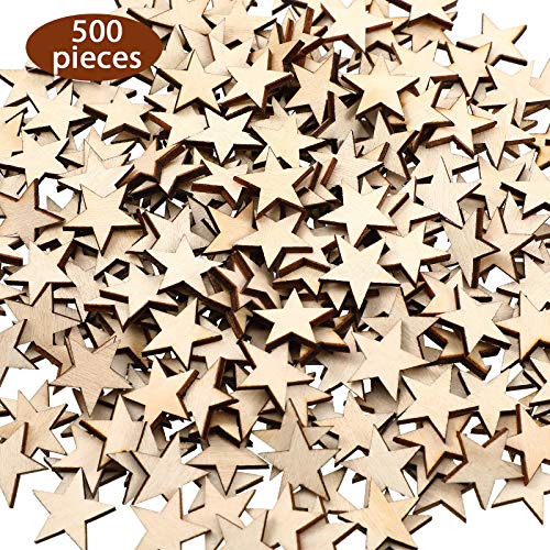 Gejoy 500 Pcs Unfinished Wooden Stars Pieces Wooden Cutouts, 3/4 Inch - size: 3/4inch