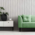 Fine Line Herringbone Wall Stencil - Geometric DIY Wall Design - Modern Pattern for Easy Home Makeover - Affordable Alternative to Wallpaper