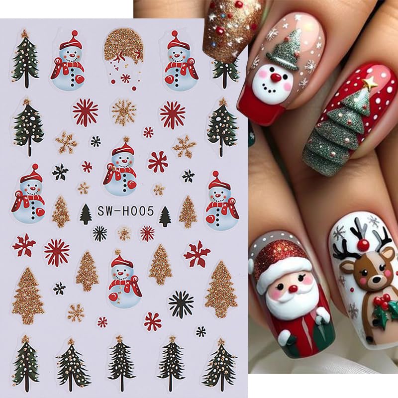 10 Sheets Christmas Nail Stickers for Nail Art,3D Self-Adhesive Nail Decals - color: Christmas