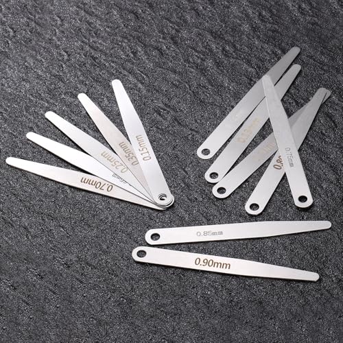 HARFINGTON 4pcs Metric Thickness Feeler Gauge 0.15mm Single Blade Oval Feeler Gauge 304 Stainless Steel Gap Measuring Tool for Repair Valve Guitar Spark Plug - size: 0.15mm