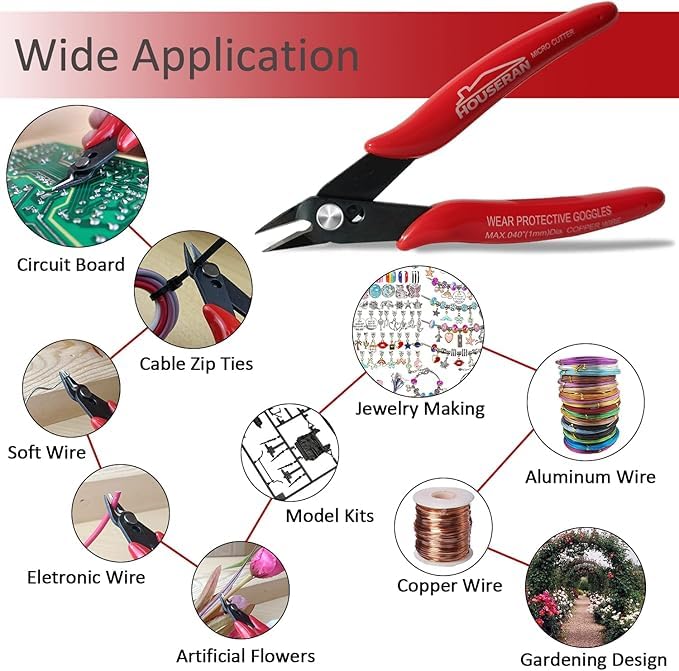 Small Wire Cutters, 2 PACK, 5 Inch, Micro Flush Cutter, Snips - color: 2 Pack