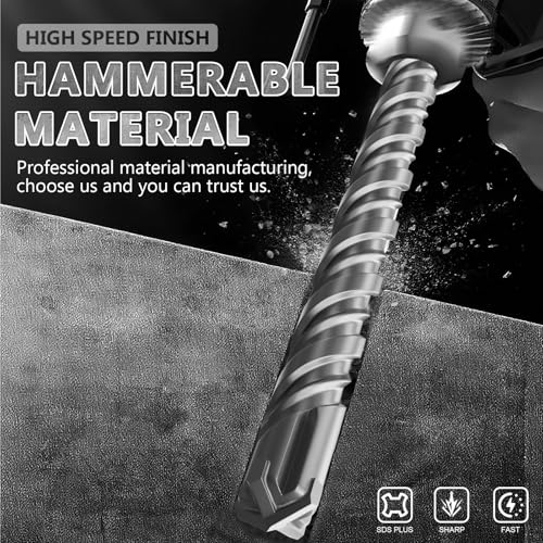 SDS Plus Rotary Hammer Drill Bits, (3/16"*8"-5mm*210mm) - 4 Carbide Cutting Edges, Ideal for Masonry| Heavy-Duty Masonry |Hammer Drill Bits for Precision Drilling - size: (5mm*210mm)