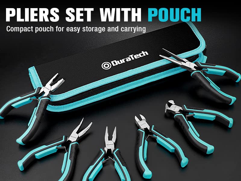 DURATECH Mini Pliers Set, 6PCS Jewelry Pliers Set, CRV Construction