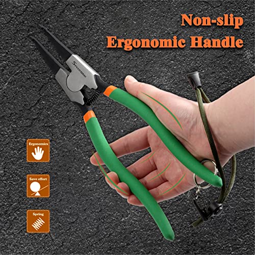 SPEEDWOX Special Angle Tip Lock Ring Pliers 11-Inch Retaining Rings Pliers for Removing Installing Gearshift Locking Rings Spring Loaded Snap Ring Pliers for Removing Installing Locking Rings - style: 11"with hole