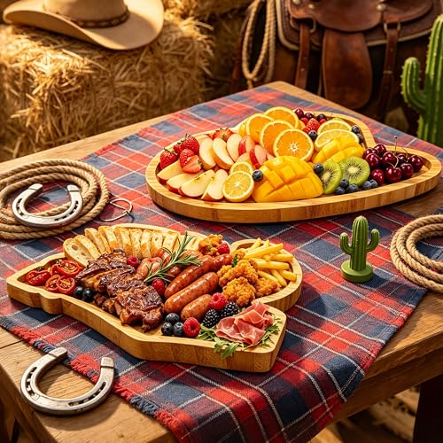 Western Birthday Party Decorations Wooden Hat Boot Charcuterie Boards Trays - color: Wooden Hat Boot