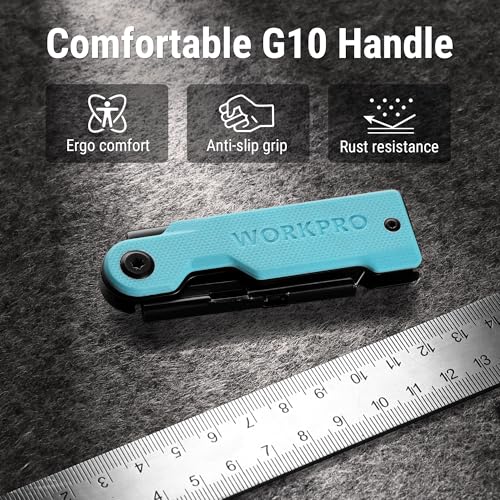 WORKPRO Folding Utility Knife, Quick Change Box Cutter, G10 Handle, Blue - style: Blue-G10 Handle(1 pack)
