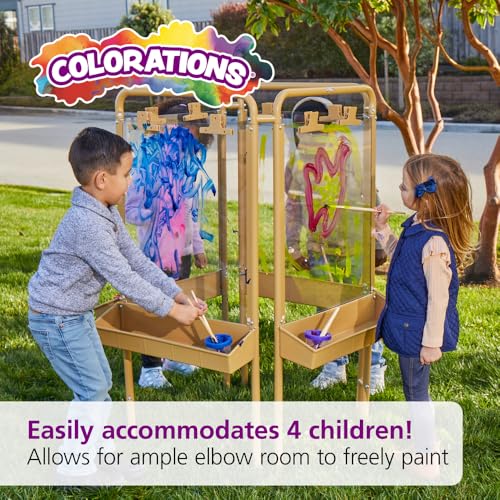 Colorations 4-Way Indoor/Outdoor Acrylic Panel Easel - style: 4-Station, Tan