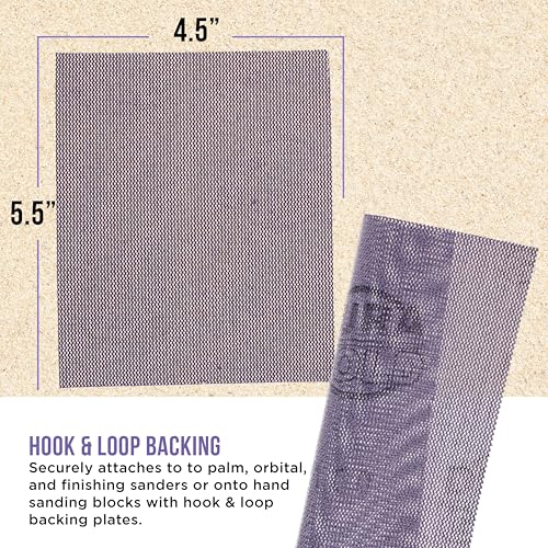 Dura-Gold 150 Grit 1/4 Sheet Size Purple Ceramic Mesh Sandpaper, Box of 16 - style: 180 Grit