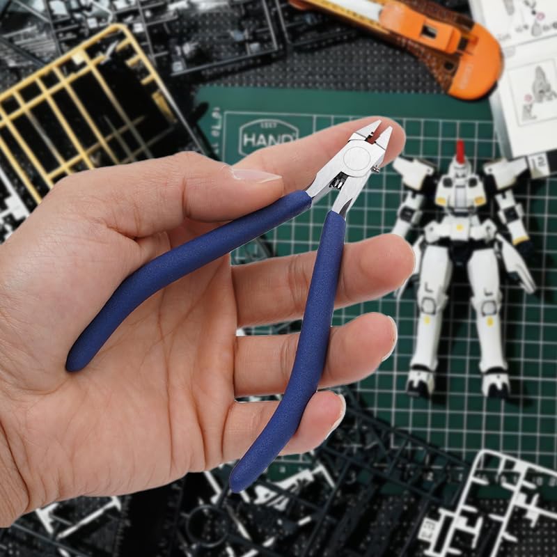Precision Model Nippers - Ultra-Thin Single Blade Flush Cut Sprue Cutters for Plastic Model Kits, Hobby Building Tools - 4.7 Inch Professional Grade