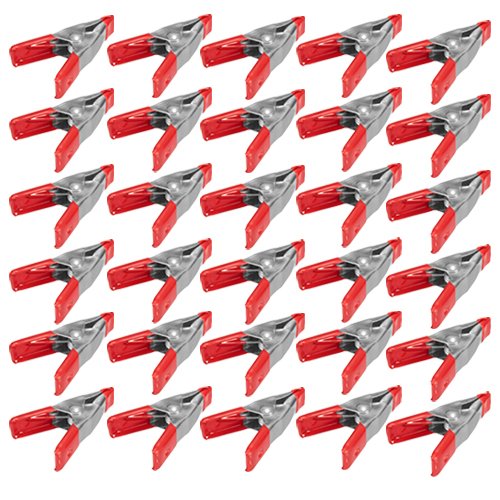 Wideskall® 2" inch Mini Metal Spring Clamps w/Red Rubber Tips Clips (Pack of 30) - style: Pack of 30