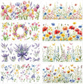 8 Pcs Spring Wildflower Rub-On Transfers for Furniture & Crafts - color: Spring Wildflower