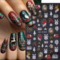 3 Sheets Christmas Nail Stickers for Nail Art, 5D Self-Adhesive Nail Decals - color: Christmas C